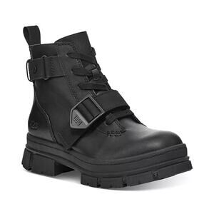 UGG Women's Ashton Waterproof Lace-Up Zip Black Booties Moto Combat EUC 7